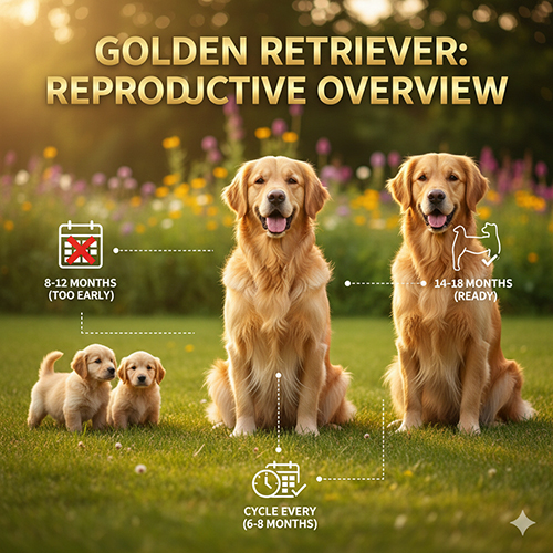 Tổng quan sinh sản chó Golden – tuổi phối giống, chu kỳ động dục và tần suất đẻ an toàn