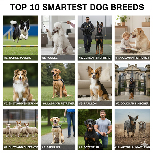 Top 10 giống chó thông minh nhất thế giới với Border Collie đứng đầu bảng