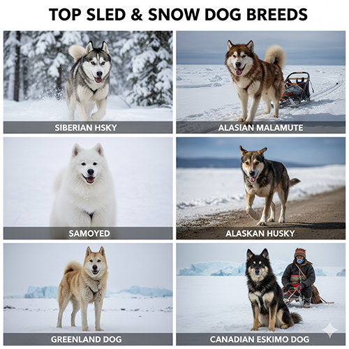 Các giống chó kéo xe tuyết nổi tiếng như Husky Alaska Samoyed Greenland Dog