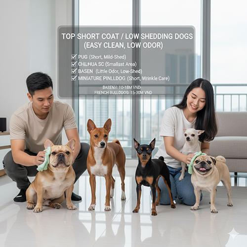 Top chó cảnh lông ngắn ít rụng lông, dễ dọn dẹp và ít mùi trong căn hộ