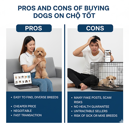 Ưu và nhược điểm khi mua chó cảnh trên Chợ Tốt, so sánh lợi ích và rủi ro