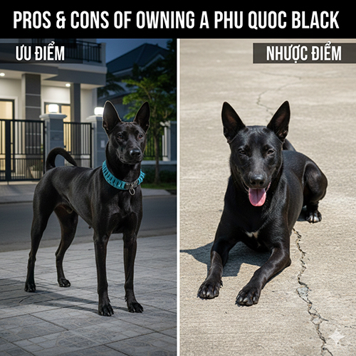 So sánh ưu và nhược điểm khi nuôi chó Phú Quốc màu đen trong môi trường gia đình