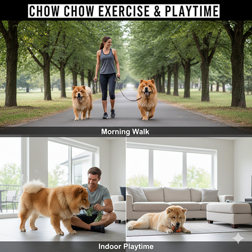 Vận động và chơi đùa cho chó Chow Chow ngoài trời và trong nhà
