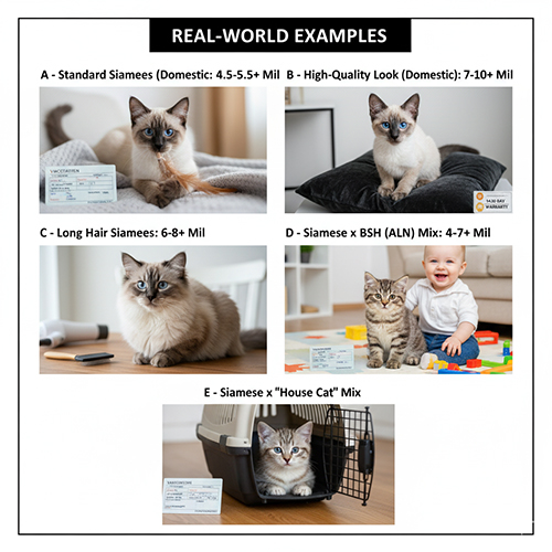 Bộ ảnh minh họa 5 trường hợp mèo Xiêm thật theo từng phân khúc giá từ phổ thông đến lai