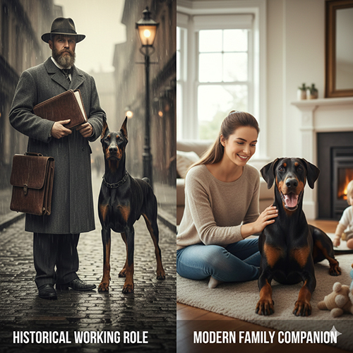 Anh minh hoa ly do cat tai cat duoi cho Doberman tu vai tro lich su den cho gia dinh hien dai