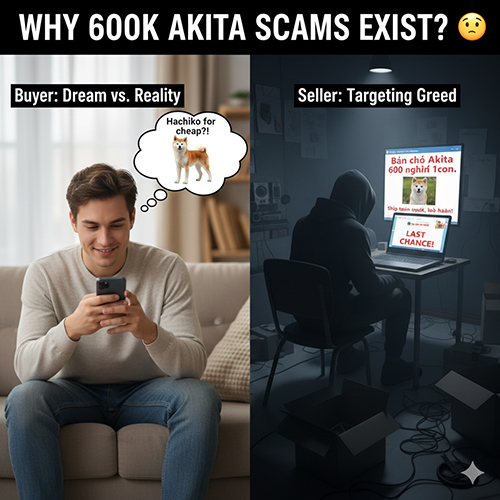 Ảnh minh họa vì sao xuất hiện tin bán chó Akita 600 nghìn 1 con và tâm lý người mua – kẻ bán