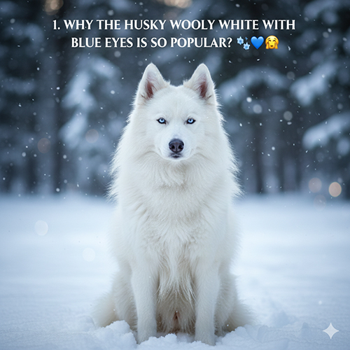 anh husky wooly trang tuyet mat xanh dep giua rung tuyet