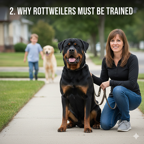 Chó Rottweiler được huấn luyện đúng cách để sống an toàn cùng gia đình và trẻ nhỏ