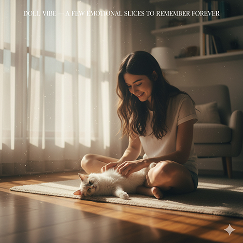 Mèo Ragdoll con nằm thư giãn cạnh chủ trong phòng sáng, tạo cảm giác ấm áp và dịu dàng