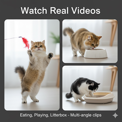 Mèo Ba Tư chơi cần câu, ăn trong bát và đi khay vệ sinh – clip đa góc tự nhiên