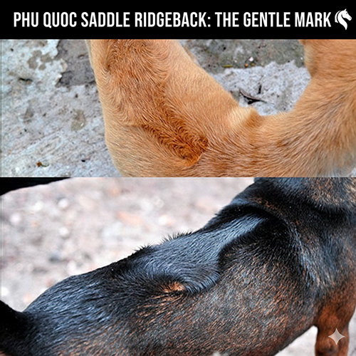 Xoáy yên ngựa chó Phú Quốc với mảng xoáy bè rộng, ôm lưng như một chiếc yên 🐕🐎