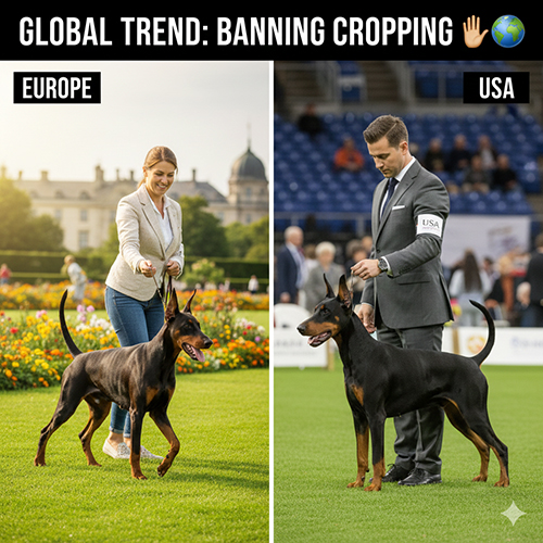 Anh minh hoa xu huong cam cat tai cat duoi Doberman tai chau Au va My vi ly do phuc loi dong vat