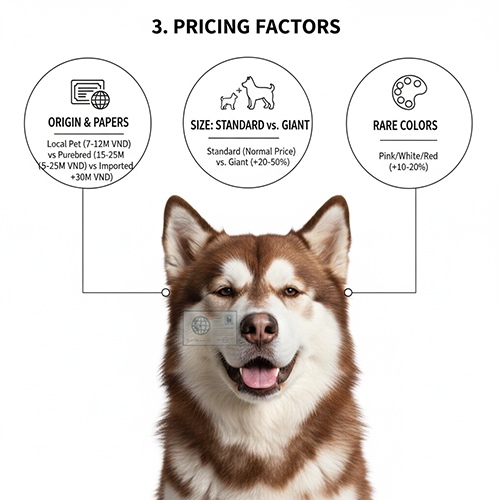 Hinh anh cac yeu to tac dong den gia cho Alaska: nguon goc giay to size va mau hiem
