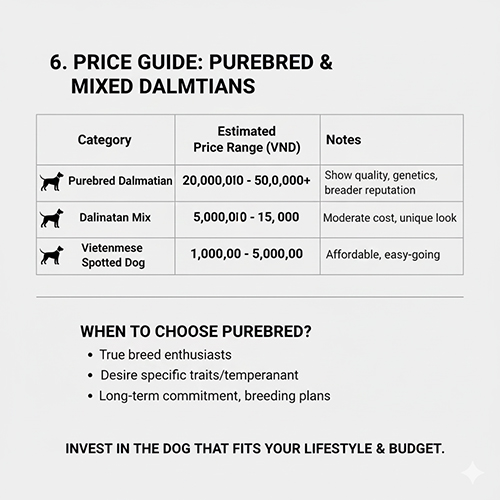 Bảng giá chó Đốm thuần chủng Dalmatian, chó Đốm lai và chó ta đốm tại Việt Nam