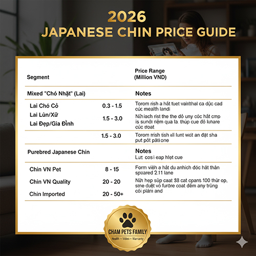 Bảng giá chó Nhật 2026 theo phân khúc lai, pet ổn, chất lượng cao và nhập