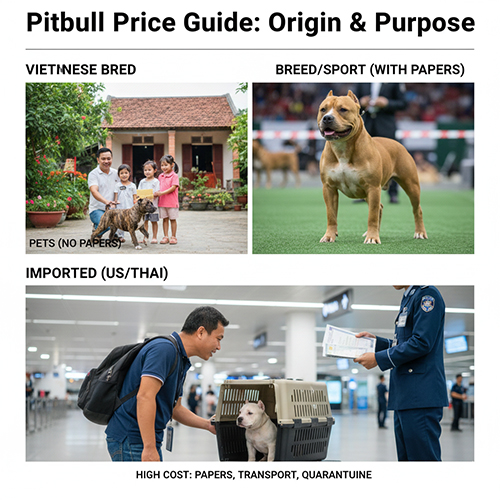 Bảng giá tham khảo chó Pitbull theo nguồn gốc và mục đích nuôi tại Việt Nam