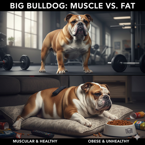 So sánh Bulldog Anh cơ bắp khỏe mạnh với Bulldog béo phì không tốt cho sức khỏe