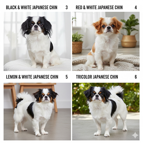 Bộ sưu tập hình ảnh chó Nhật Japanese Chin theo các màu lông phổ biến như trắng đen, đỏ trắng, lemon trắng và tam thể