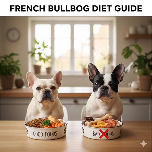 Huong dan che do an cho Bull Phap: 2 cho French Bulldog ngoi canh bat do an “good foods” va “bad foods”