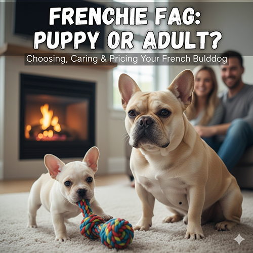 Chó Bull Pháp con và Bull Pháp trưởng thành ngồi trong phòng khách gia đình