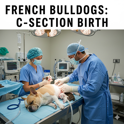 Bull Phap mo de: bac si thu y thuc hien ca mo de cho French Bulldog trong phong phau thuat