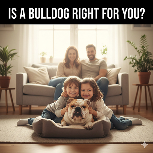 Gia đình có trẻ nhỏ nuôi chó Bulldog Anh hiền lành trong nhà