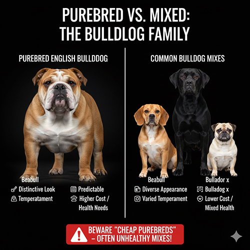 Phân biệt Bulldog Anh thuần chủng với các dòng Bulldog lai phổ biến