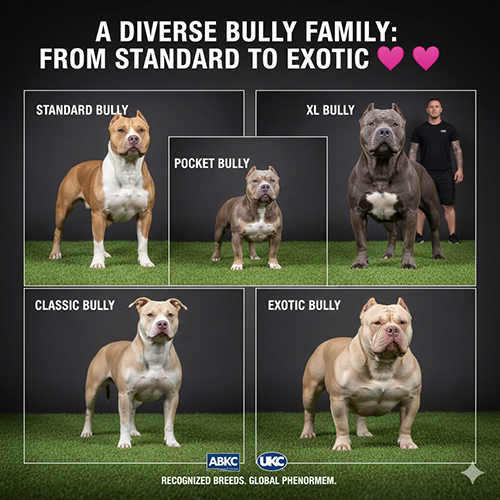 Các dòng American Bully: Standard, Pocket, XL, Classic, Exotic