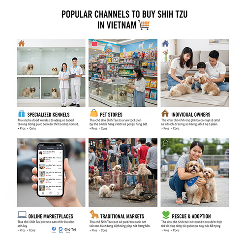 Các kênh mua chó Shih Tzu phổ biến tại Việt Nam và ưu nhược điểm của từng lựa chọn