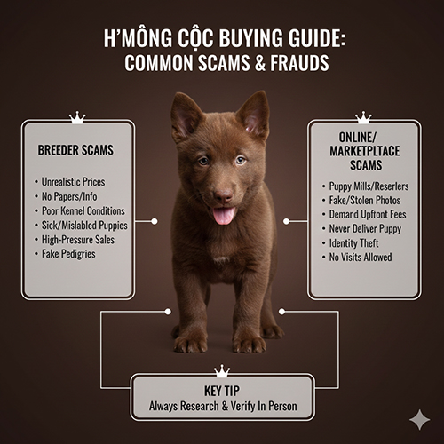 Infographic về các kiểu lừa đảo thường gặp khi mua bán chó Mông Cộc và cách nhận diện