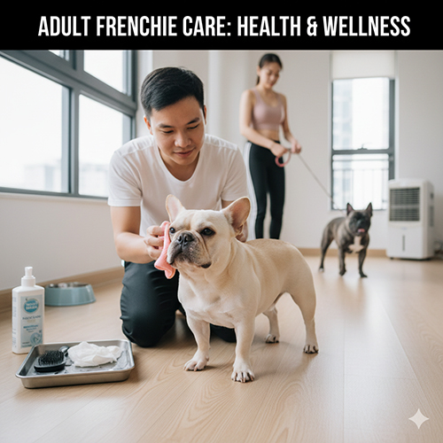 chó bull pháp trưởng thành được vệ sinh và kiểm tra sức khỏe trong nhà