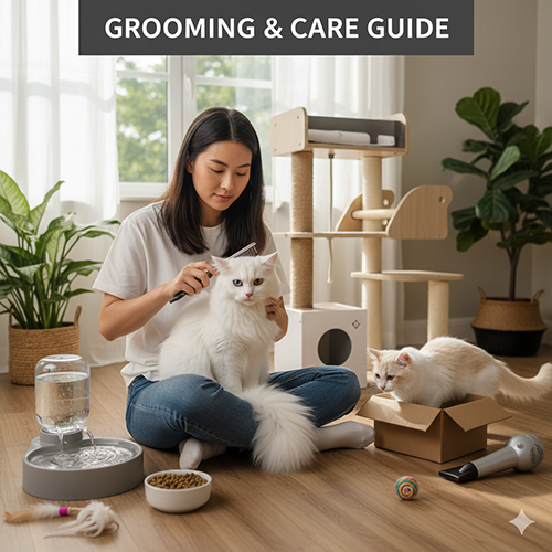 Cách chăm sóc mèo Angora lông dài tại nhà với grooming và dinh dưỡng phù hợp