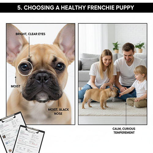 Cách chọn chó Bull Pháp con khỏe mạnh qua mắt, mũi và tính cách khi tiếp xúc