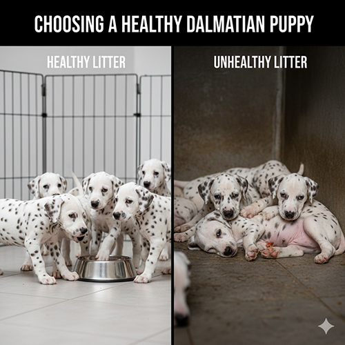 So sánh đàn chó Đốm con khỏe mạnh và đàn chó Đốm con có dấu hiệu sức khỏe kém