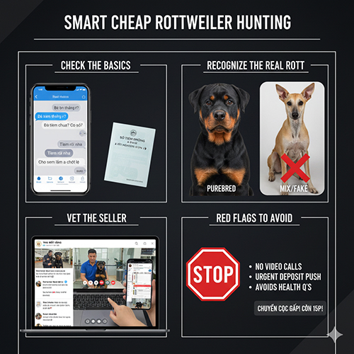 Hướng dẫn cách đọc tin chó Rottweiler giá rẻ để tránh nhầm chó lai, người bán thiếu uy tín và bẫy lừa đảo
