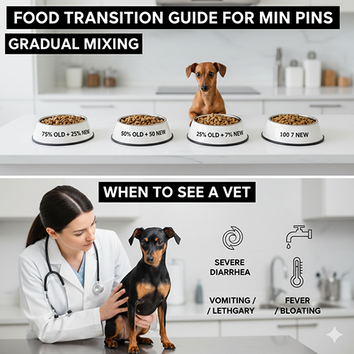 Hướng dẫn đổi thức ăn cho chó Phốc hươu bằng cách trộn dần và dấu hiệu cần đưa bé đi khám.