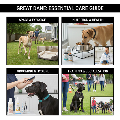 Hướng dẫn cách nuôi chó Great Dane với không gian sống, dinh dưỡng và huấn luyện