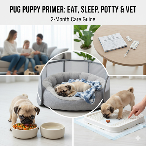 Cách nuôi chó Pug con 2 tháng tuổi với lịch ăn ngủ và vệ sinh cơ bản