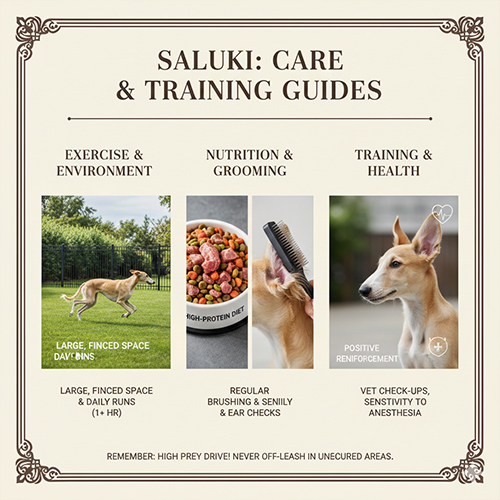 Cách nuôi và chăm sóc chó Saluki gồm vận động, dinh dưỡng, huấn luyện và sức khỏe