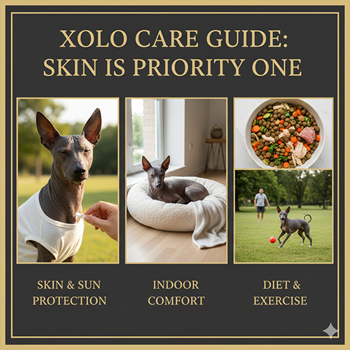 Cách nuôi và chăm sóc chó Xoloitzcuintle không lông, ưu tiên chăm sóc da