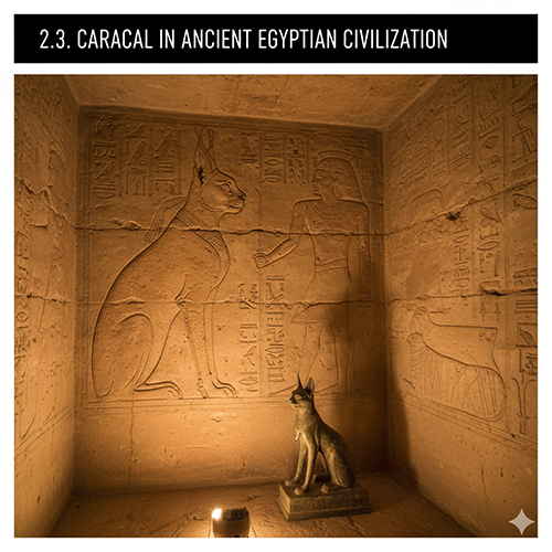 Hình ảnh Caracal xuất hiện trong phù điêu Ai Cập cổ đại bên trong lăng mộ