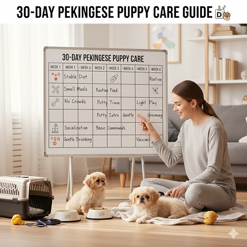 Chăm sóc chó Bắc Kinh con 30 ngày đầu theo lịch từng tuần trong nhà