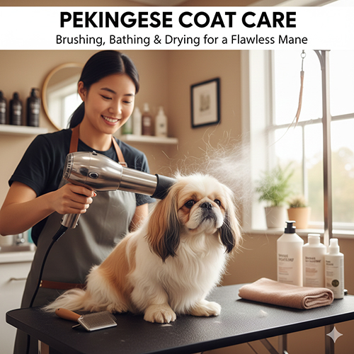 Chăm sóc lông chó Bắc Kinh bằng cách chải tắm sấy đúng để tránh bết rối