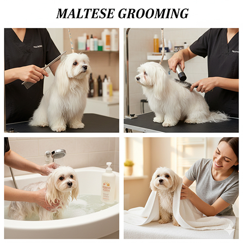 Chăm lông chó Maltese đúng cách với chải lông, tắm gội và sấy khô