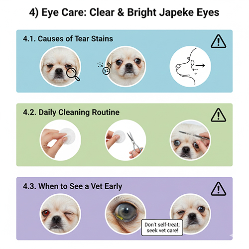 Hướng dẫn chăm sóc mắt chó Bắc Kinh lai Nhật giúp hạn chế ghèn và viêm mắt