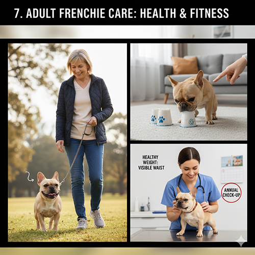 Chăm sóc chó Bull Pháp trưởng thành với vận động, ăn uống và khám sức khỏe định kỳ