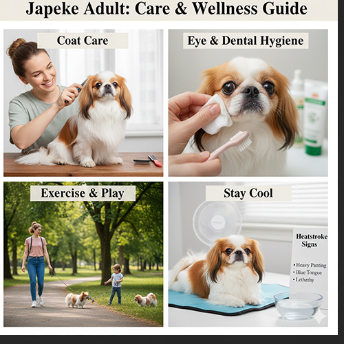 Hướng dẫn chăm sóc chó Bắc Kinh lai Nhật trưởng thành về lông, mắt, răng và vận động