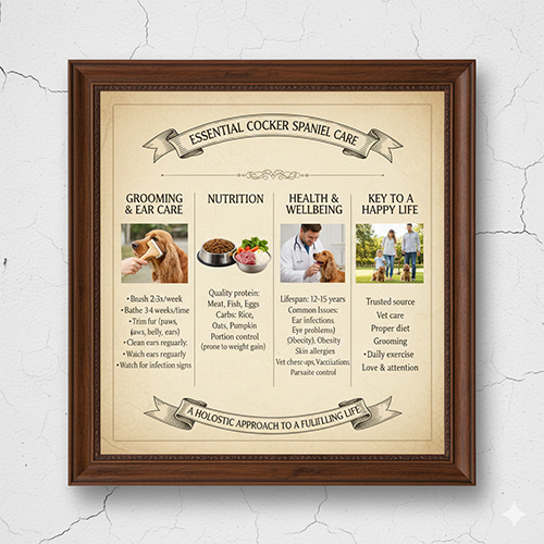 Tổng quan chăm sóc chó Cocker Spaniel gồm lông, tai, dinh dưỡng và sức khỏe