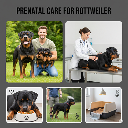 Chăm sóc chó Rottweiler cái mang thai tại nhà và kiểm tra thú y