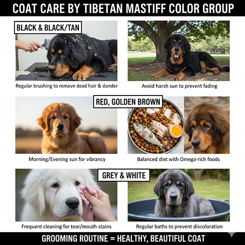 Chăm sóc lông chó Ngao Tây Tạng theo từng nhóm màu như đen, đỏ, vàng, xám và trắng